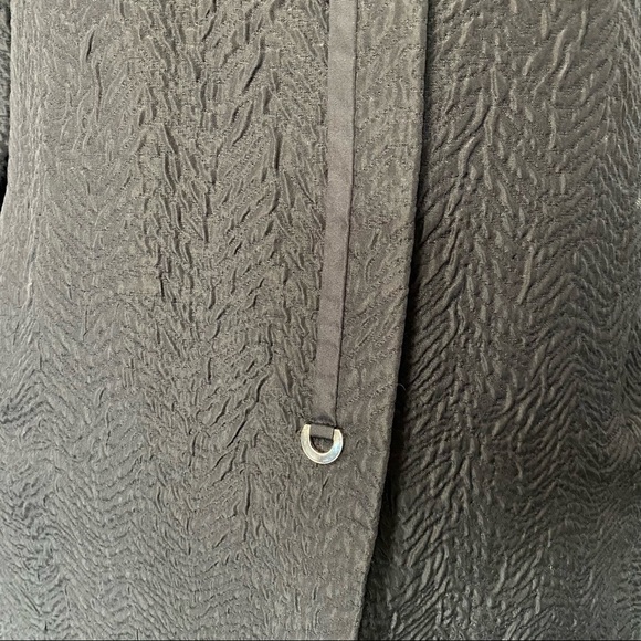Marc Jacobs Black Textured Silk Blend Coat Snap Front Long Jacket Small - Picture 8 of 13